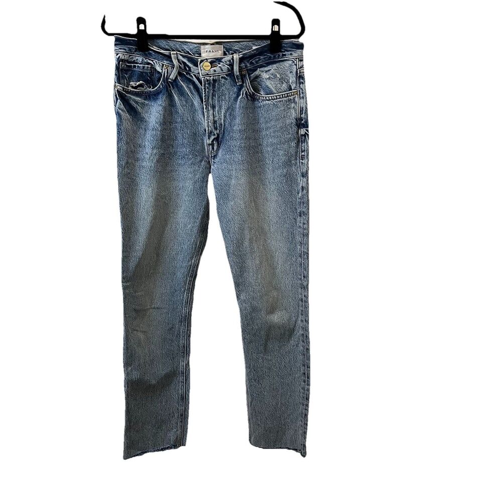 FRAME Denim Le Piper Straight Leg Raw Hem Jeans in Richlake Wash WOMEN'S 29